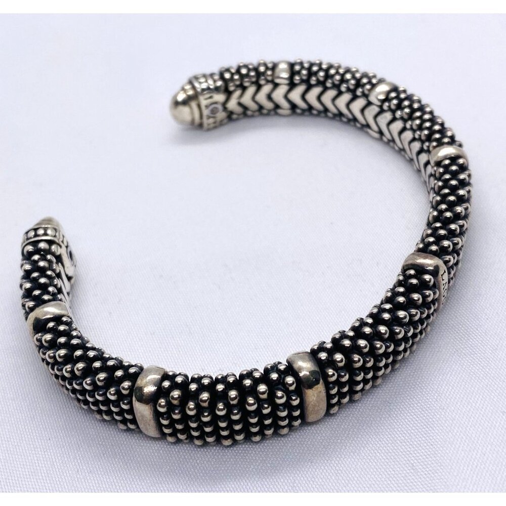 Lagos Caviar 7 Station 10mm Cuff Bracelet 7.25" Sterling Silver 925